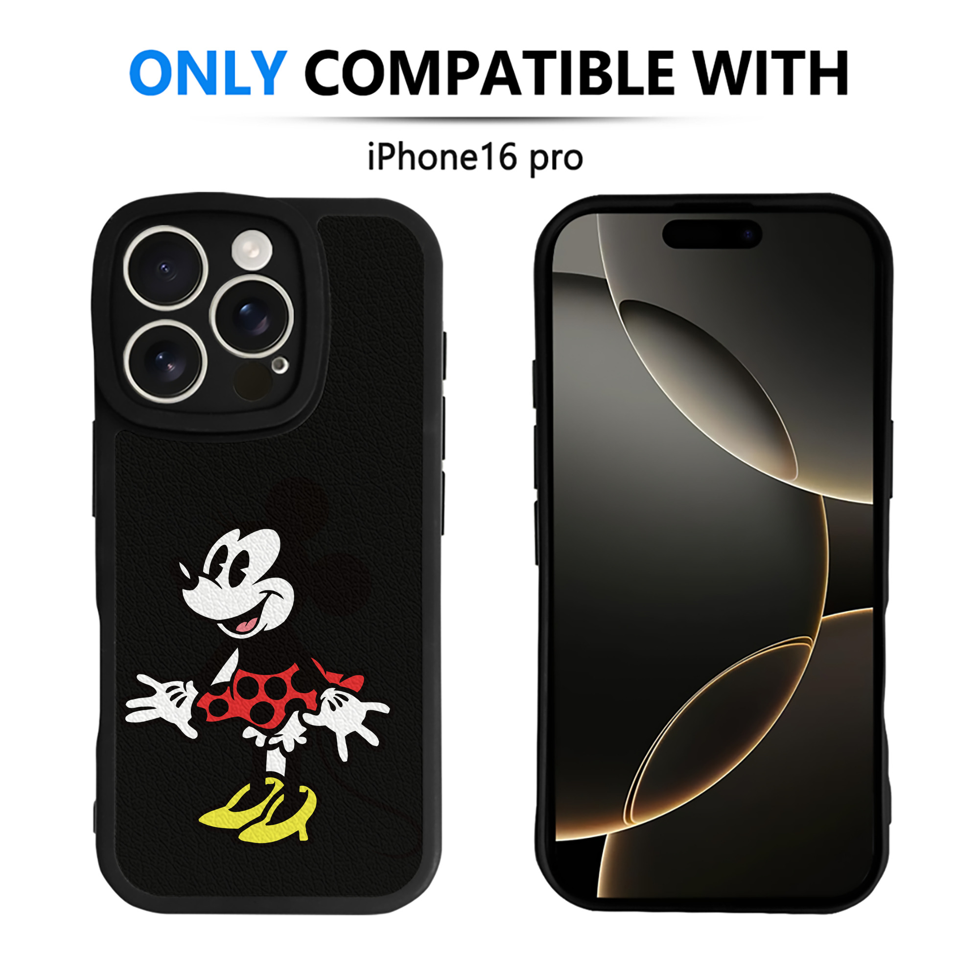 （画像用） ミッキーマウス Mickey Mouse 【iPhone 16シリーズ対応】シリコンスマホケース（レザー調） 材質：シリコン